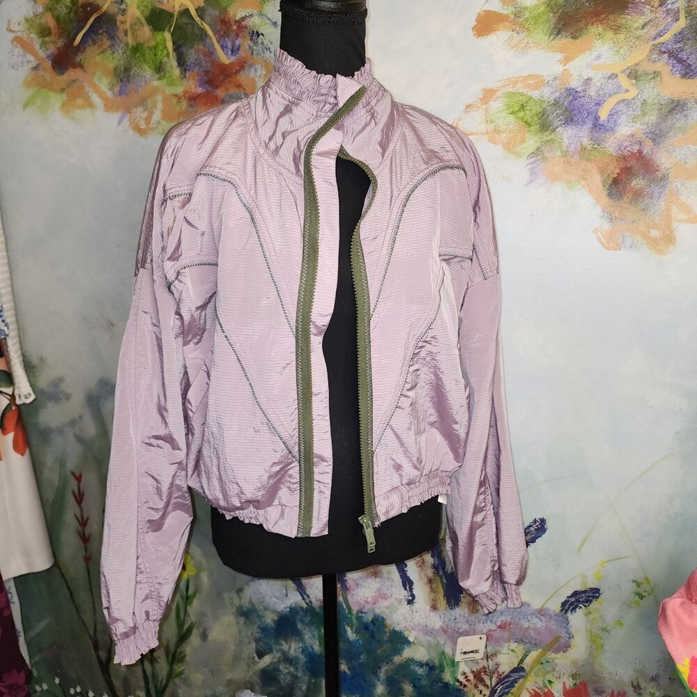 NWT Free People Movement  Womens Starting Lineup Windbreaker  Lilac Green Combo